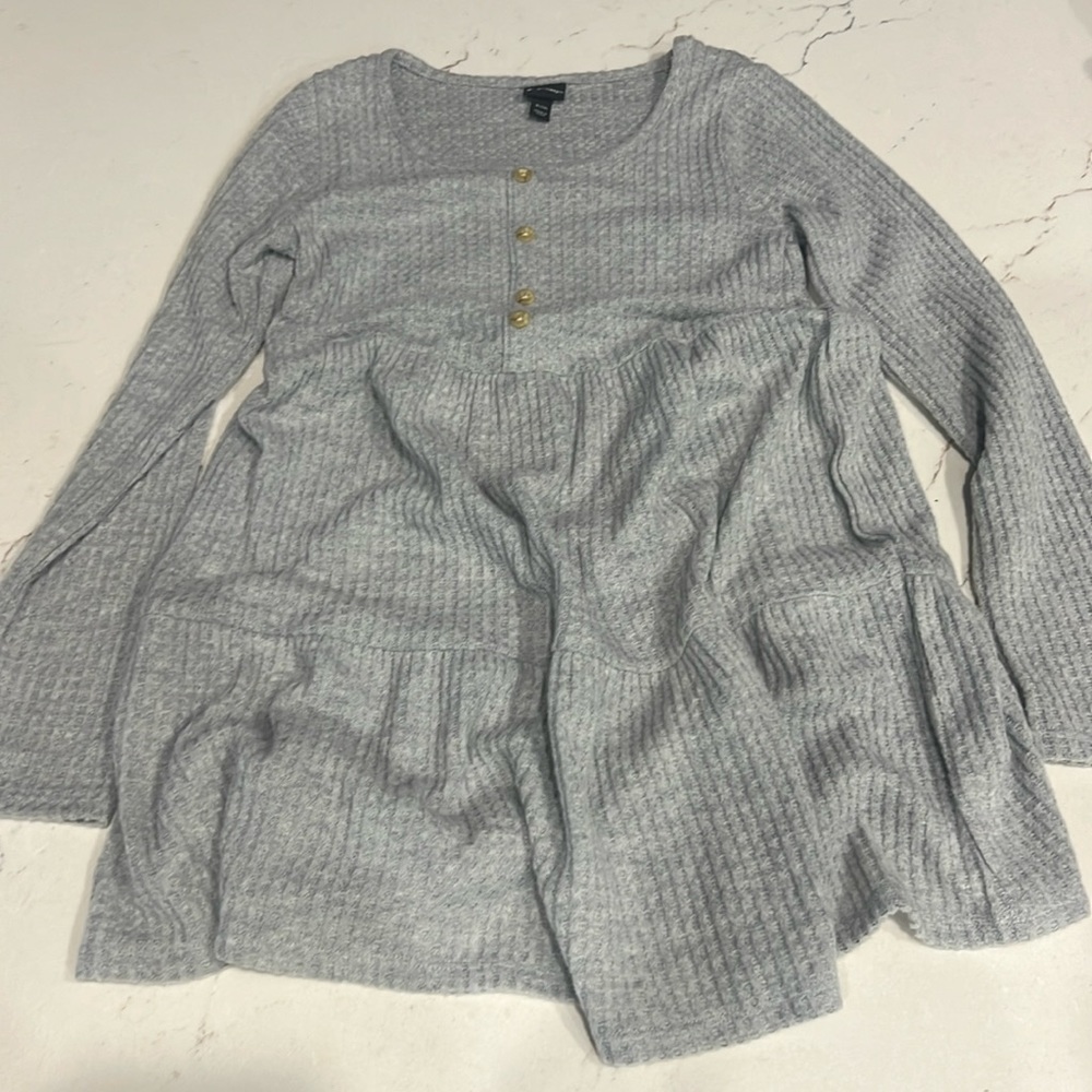 Girls Gray Tiered Waffle print dress